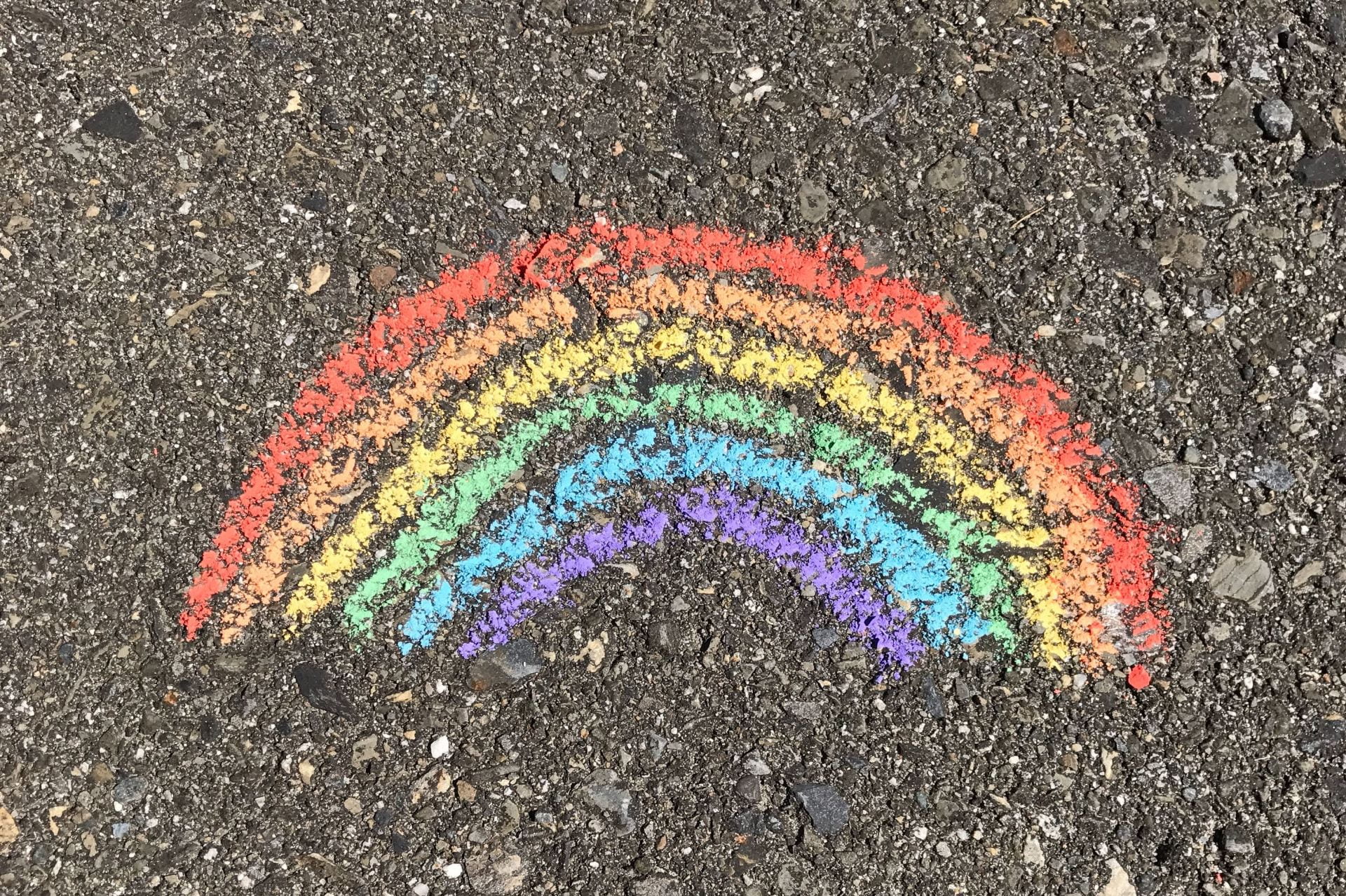 Chalk rainbow on concrete